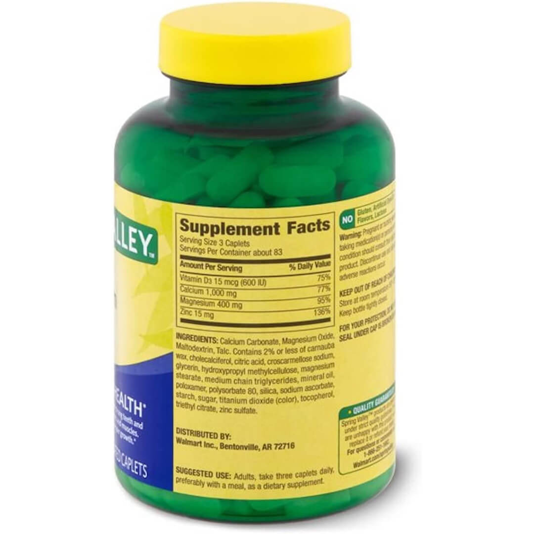 Spring Valley Calcium Magnesium And Zinc Plus Vitamin D Coated