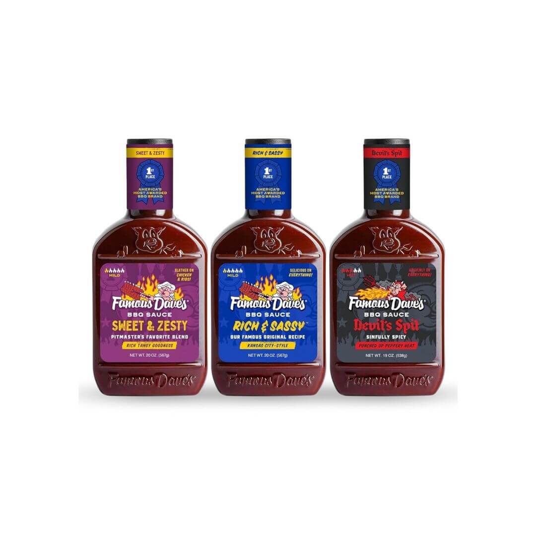 BBQ Sauce Variety Pack Bundle. Three-20 Oz Famouss Dave's BBQ Sauce in ...