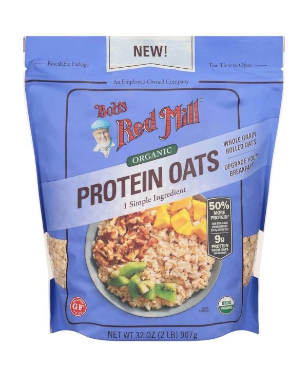 Bob's Red Mill Organic Gluten Free Protein Oats, 32oz (Pack of 1) - 9g/Serving, Non GMO, Whole Grain, Plant Based Protein, Vegan, Kosher