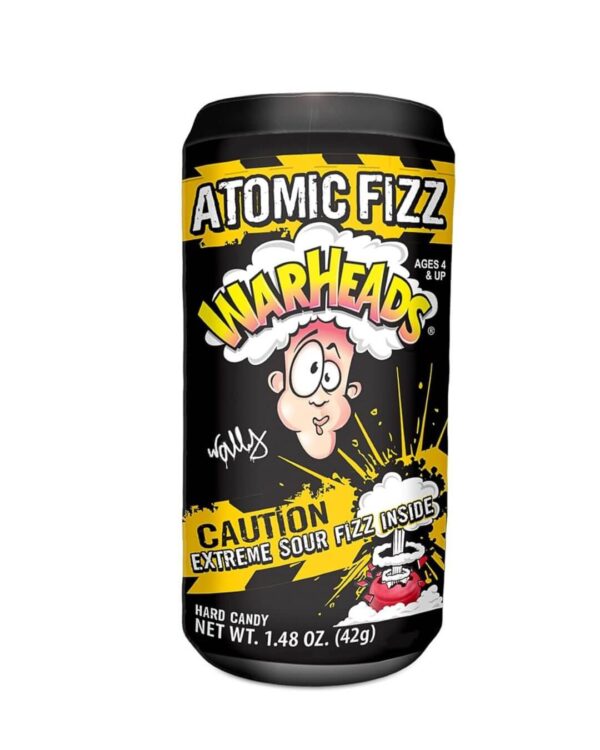 WARHEADS Atomic Fizz - Extreme Sour Fizzing Hard Candy - Sour Apple, Black Cherry, Blue Raspberry, Lemon & Watermelon Flavors - 1.48 oz Canister